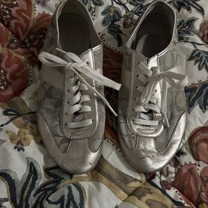 Coach Women's Metallic Silver Sneakers